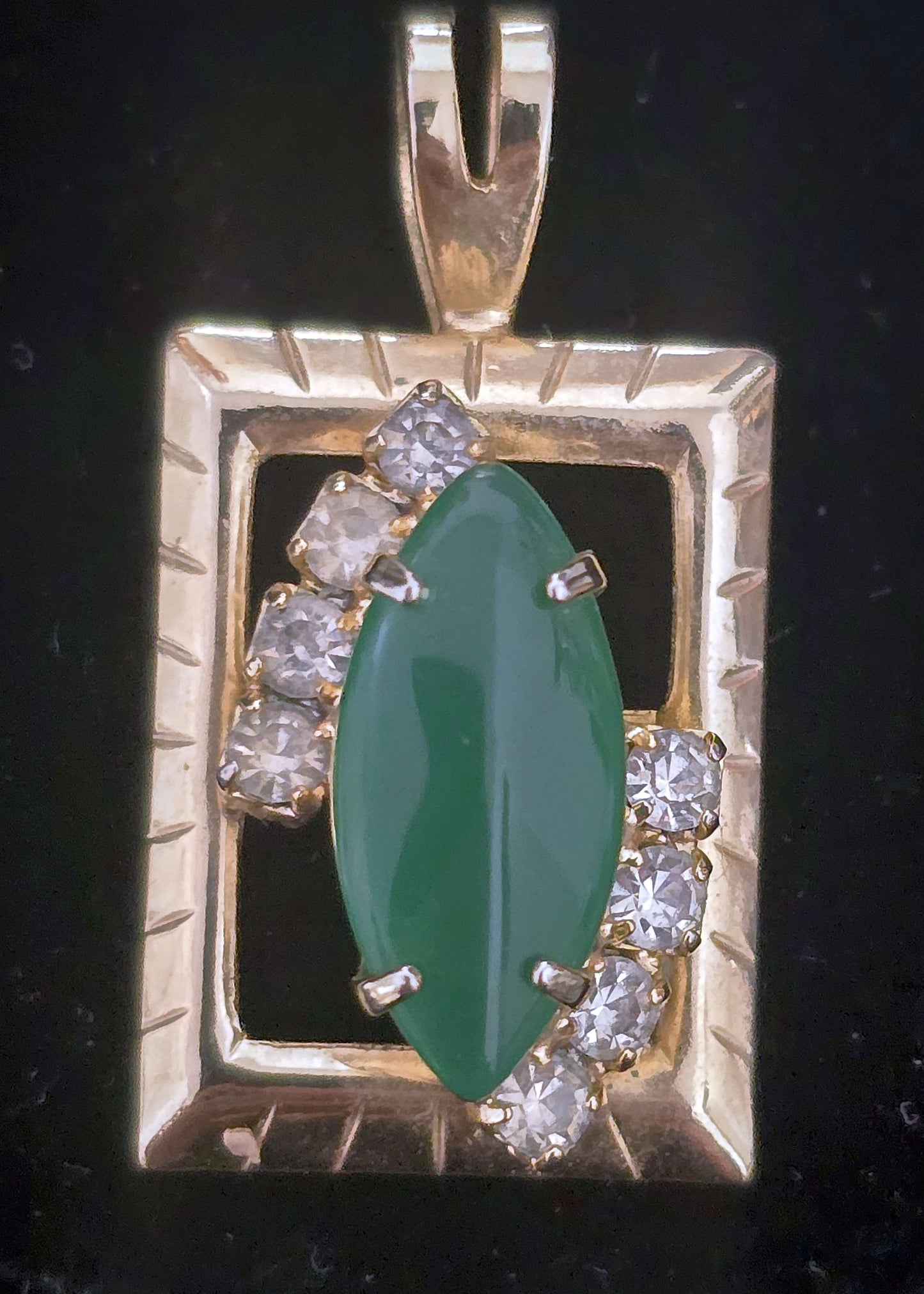 Vintage Jade Rhinestone Pendant