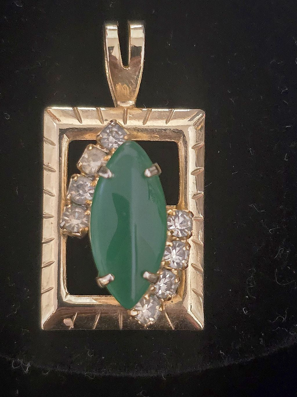 Vintage Jade Rhinestone Pendant